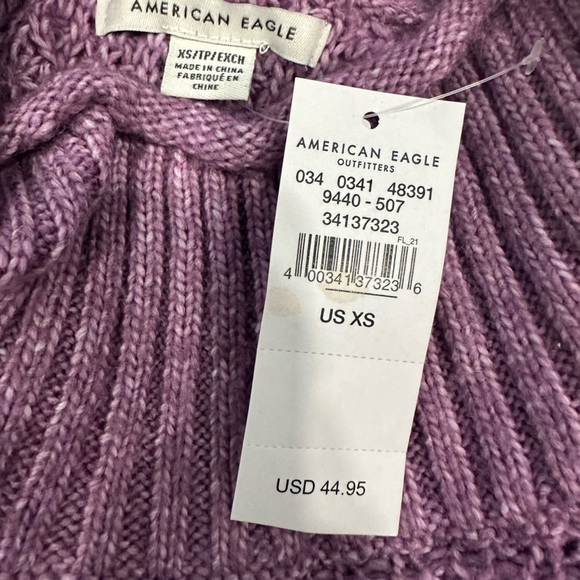 American Eagle Soft Sweater Purple Size XS NWT Cozy Chunky Knit AE Turtleneck - Picture 5 of 6